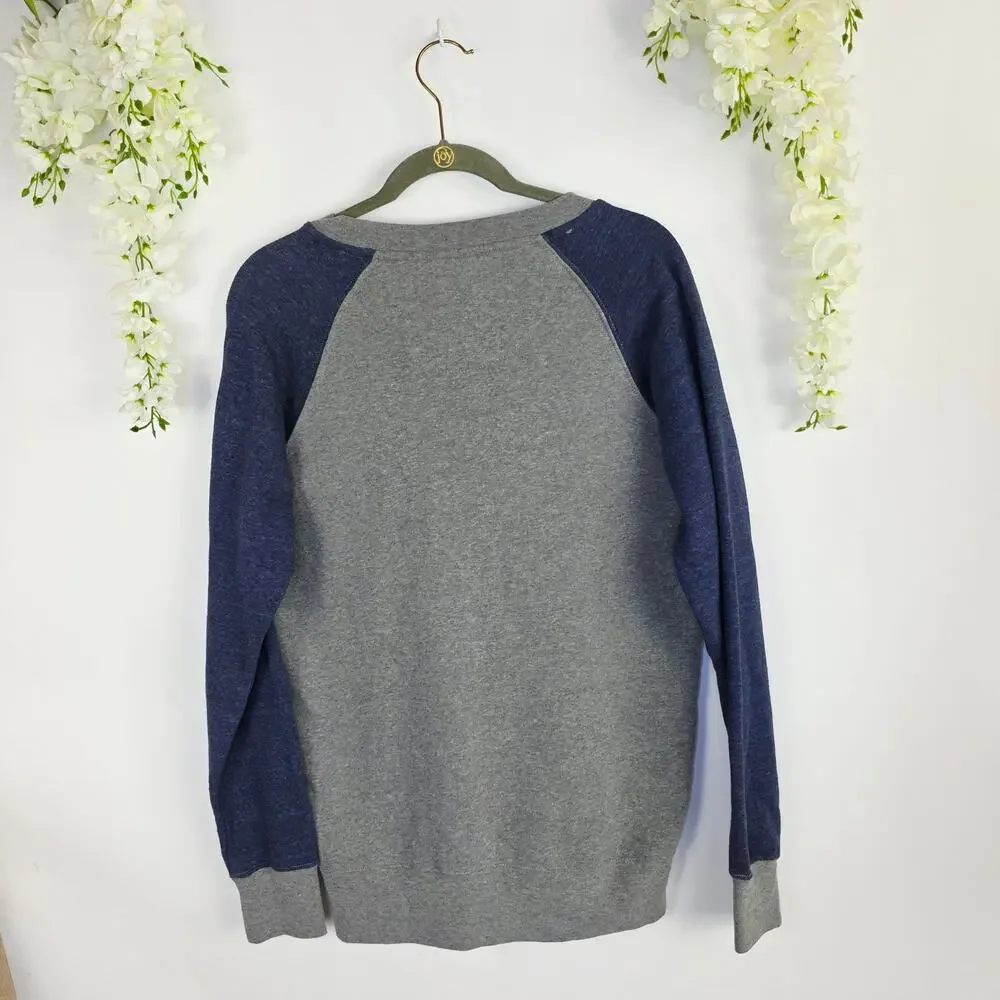 Minnesota Timberwolves Sweatshirt Medium Gray Blue Raglan NBA Athleisure Unisex